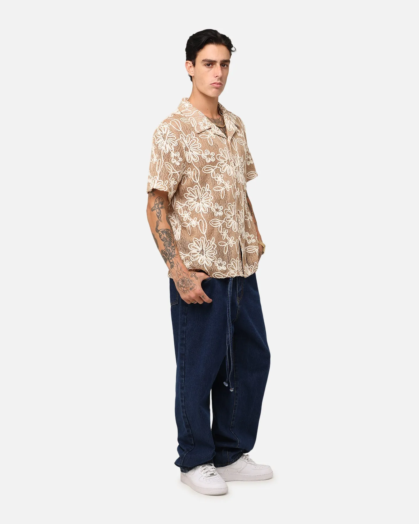 XXIII Tie Lace Baggy Jeans Stonewash Indigo Rugged Wear Comfortable Movement