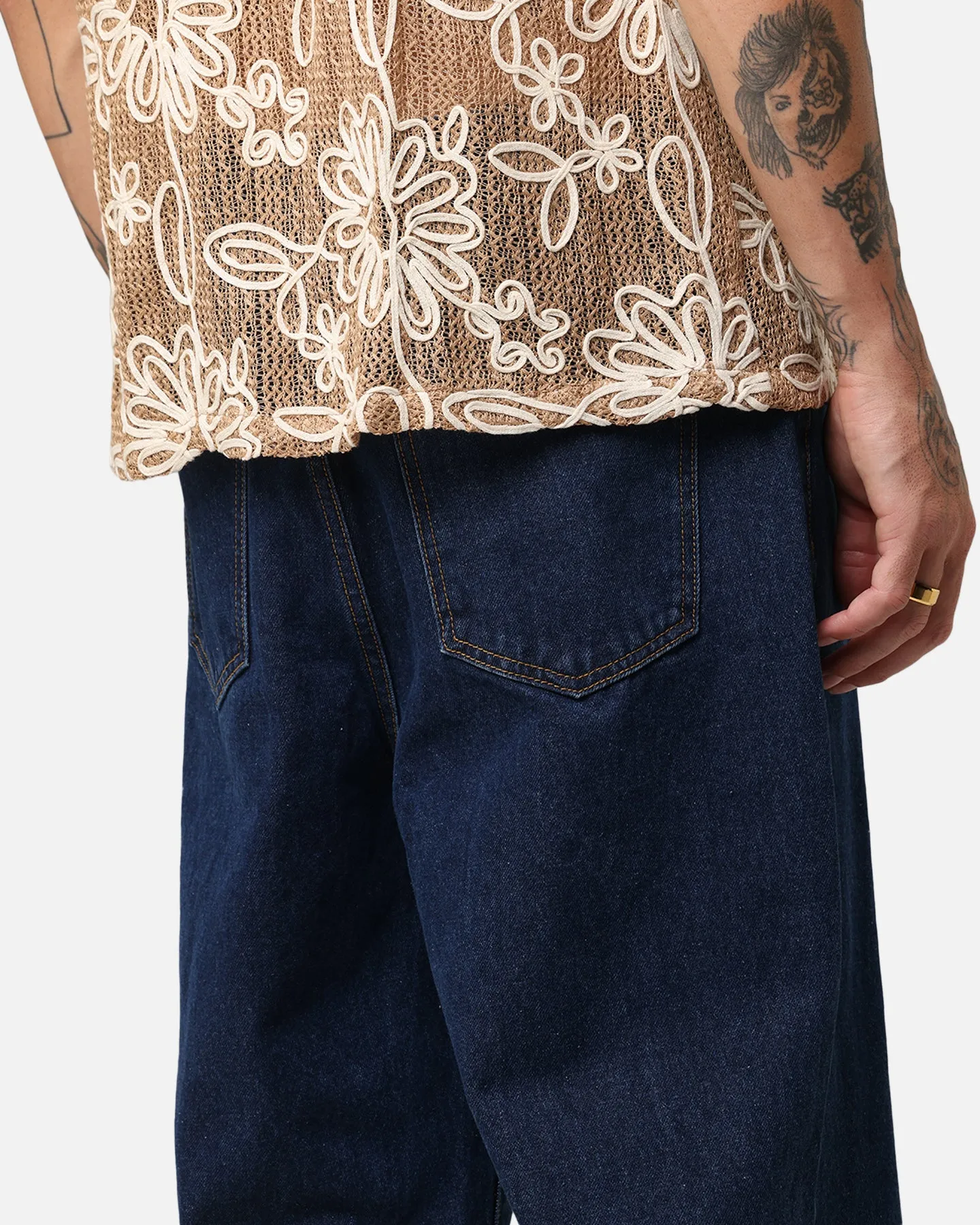 Athletic Flex Wear Lightweight Material XXIII Tie Lace Baggy Jeans Stonewash Indigo