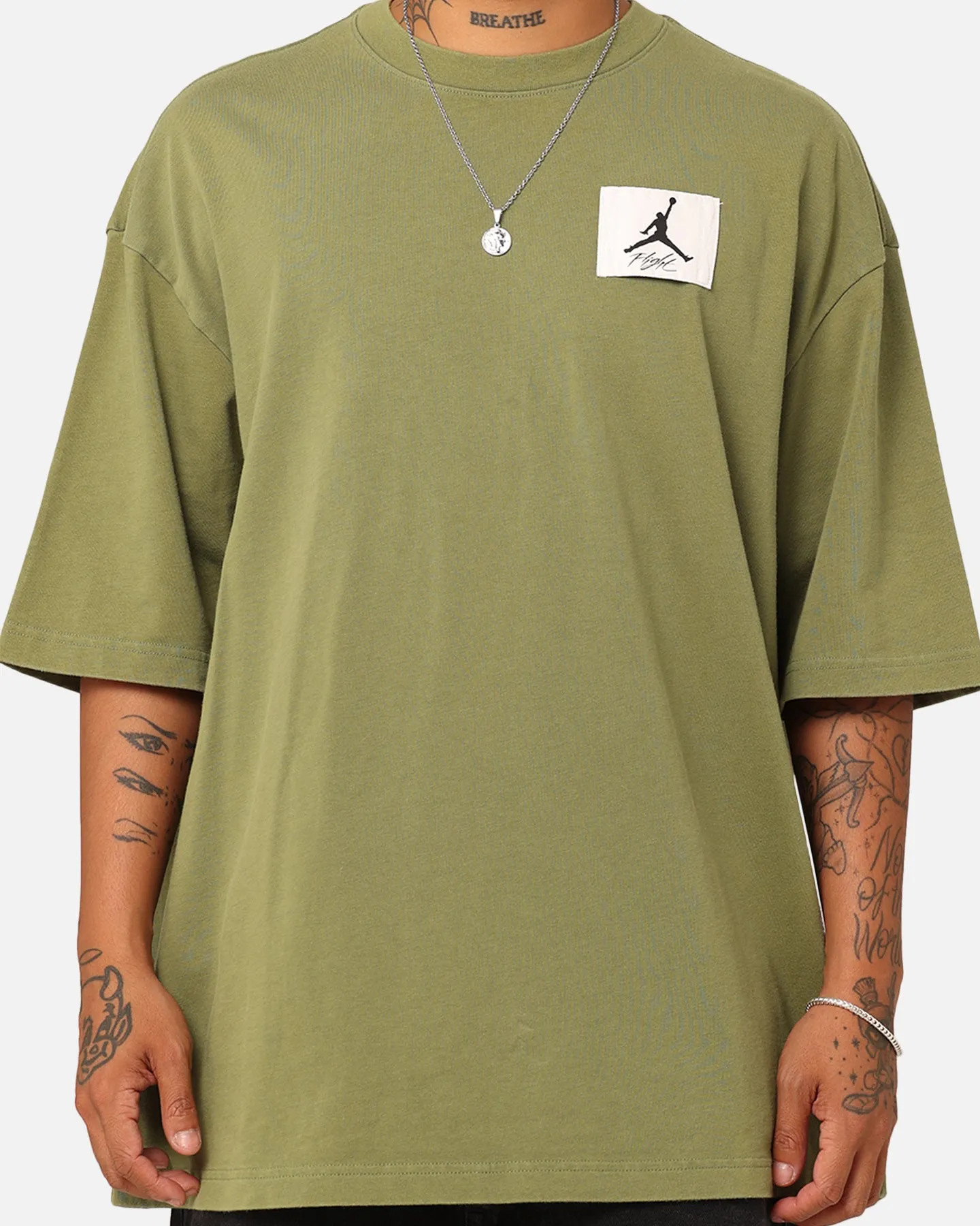 Fade Resistant Dye Pullover Jordan Flight Essentials Oversized T-Shirt Sky J Light Olive