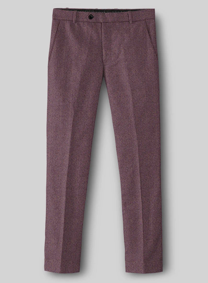 Highlander Purple Herringbone Tweed Pants Convertible Cuff Mechanism Quick Dry Material
