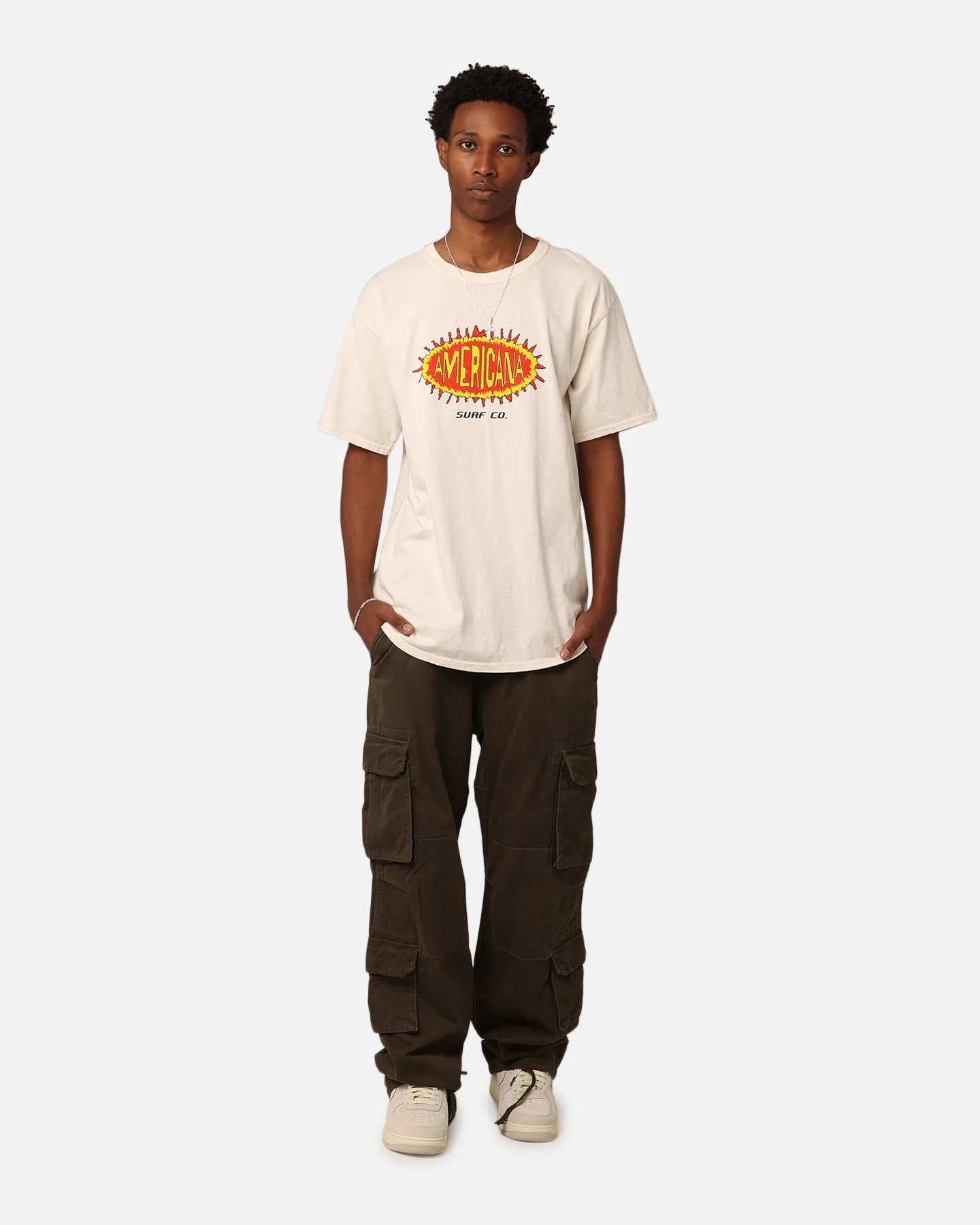 Fresh Look Soft Fabric American Thrift Americana Surf Co. T-Shirt Off White
