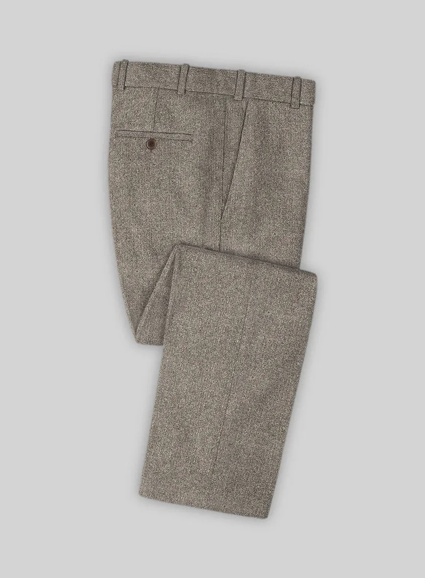 Light Weight Brown Tweed Pants Sleek Work Fit