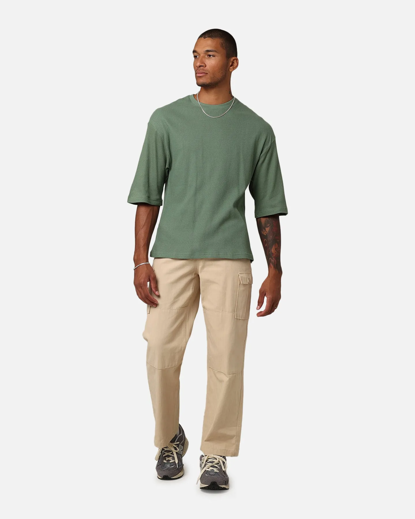 XXIII Waffle Midsleeve T-Shirt Sage Soft and Light Wear Stylish Look