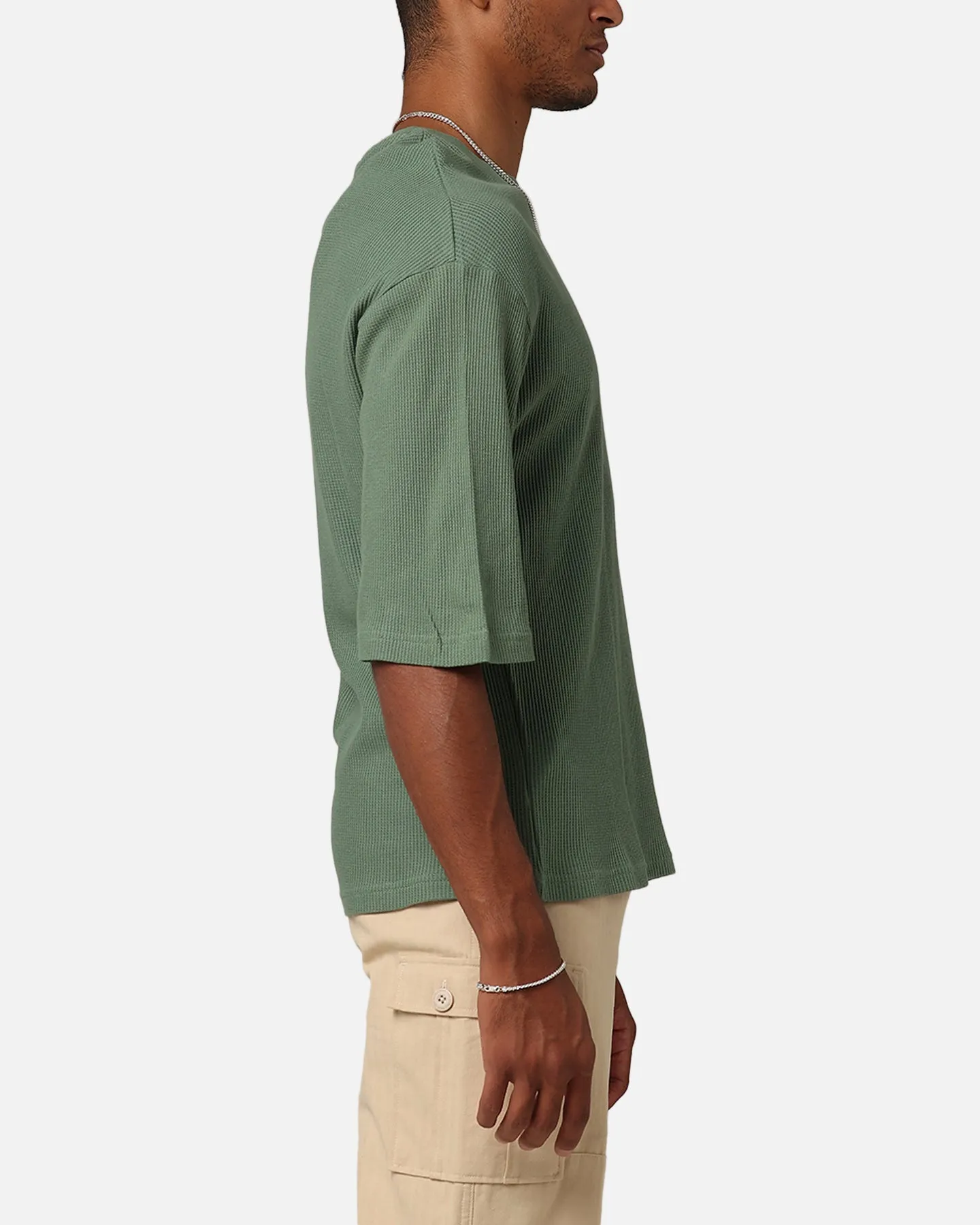 Wrinkle Resistant Material XXIII Waffle Midsleeve T-Shirt Sage