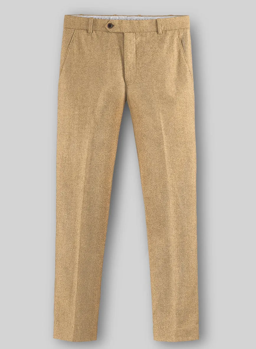 Highlander Sahara Beige Tweed Pants Tailored Shoulder Padding
