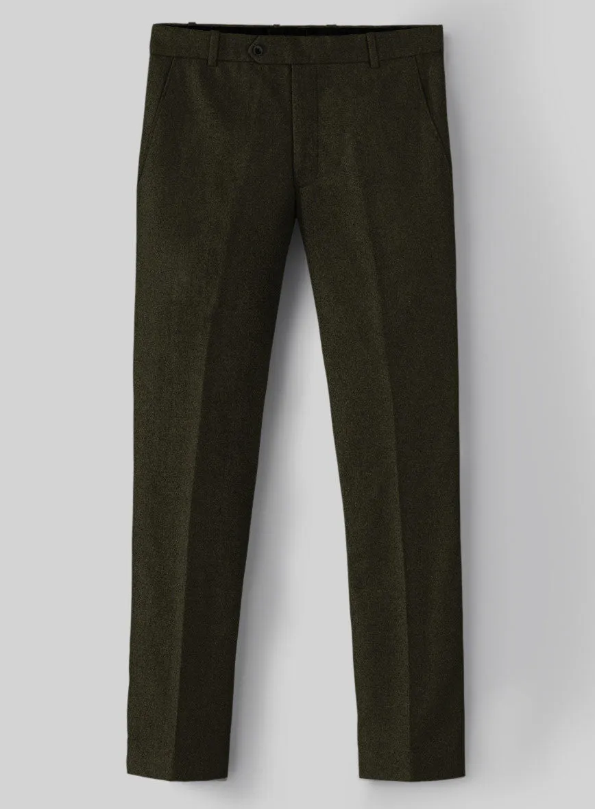 Refined Look Wear Naples Dark Green Tweed Pants