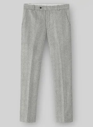 Classic Comfort Naples Wide Herringbone Light Gray Tweed Pants