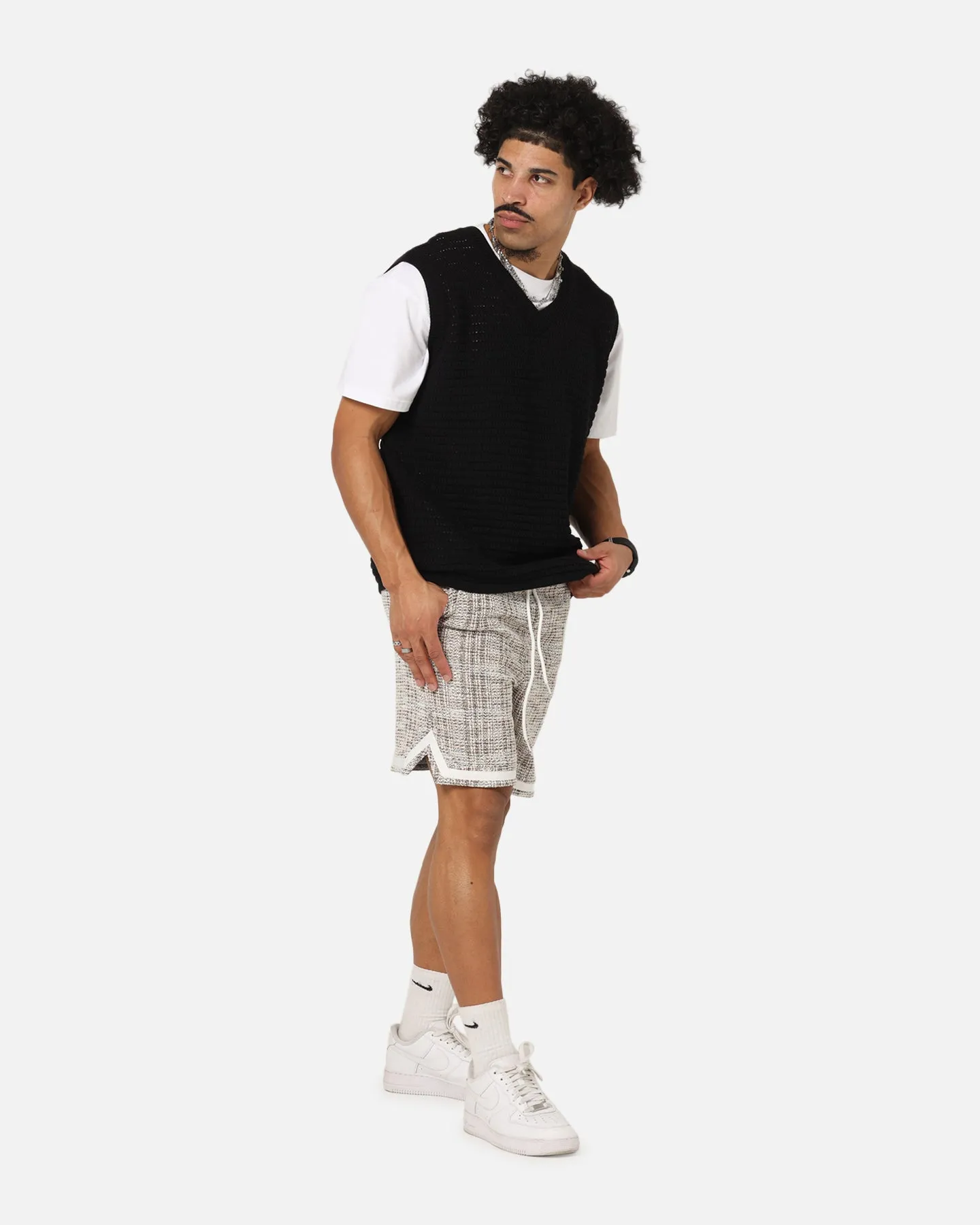 XXIII Textured Ball Shorts Brown/Cream Flexible Waistband