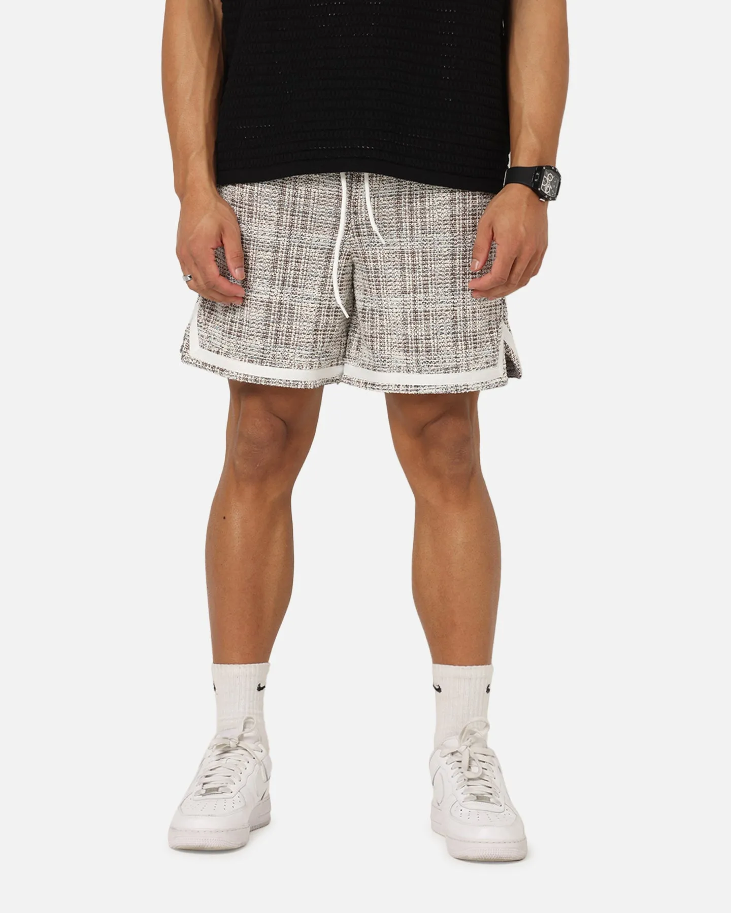 XXIII Textured Ball Shorts Brown/Cream Warm Tracksuit