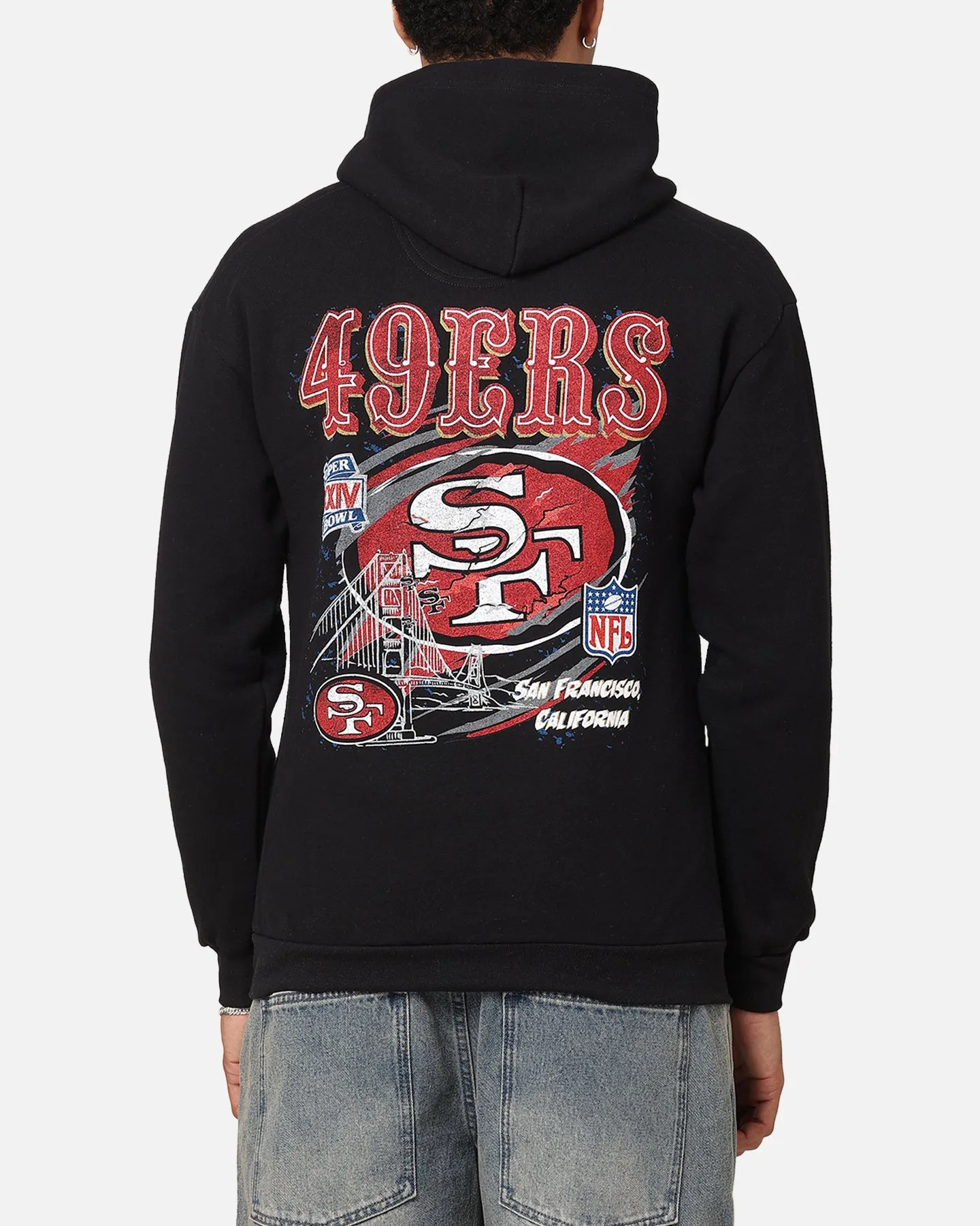 Mitchell & Ness San Francisco 49ers Flames Hoodie Faded Black Bohemian style