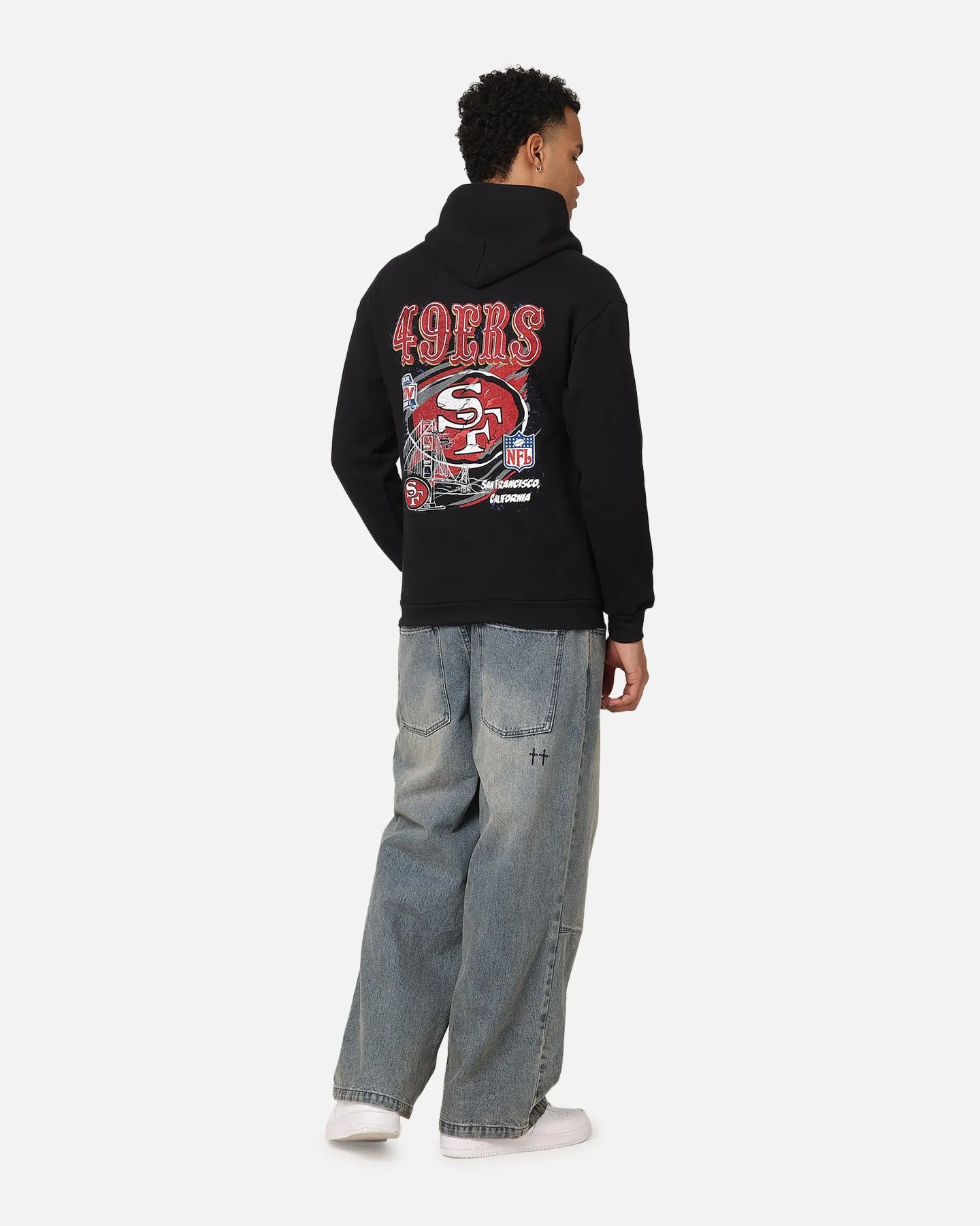 Mitchell & Ness San Francisco 49ers Flames Hoodie Faded Black Non Fade Technology