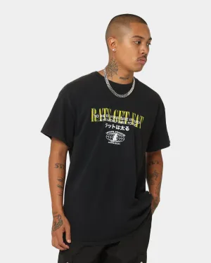 Moisture Management Adjustable Hem Rats Get Fat By Your Side Vintage T-Shirt Black Wash