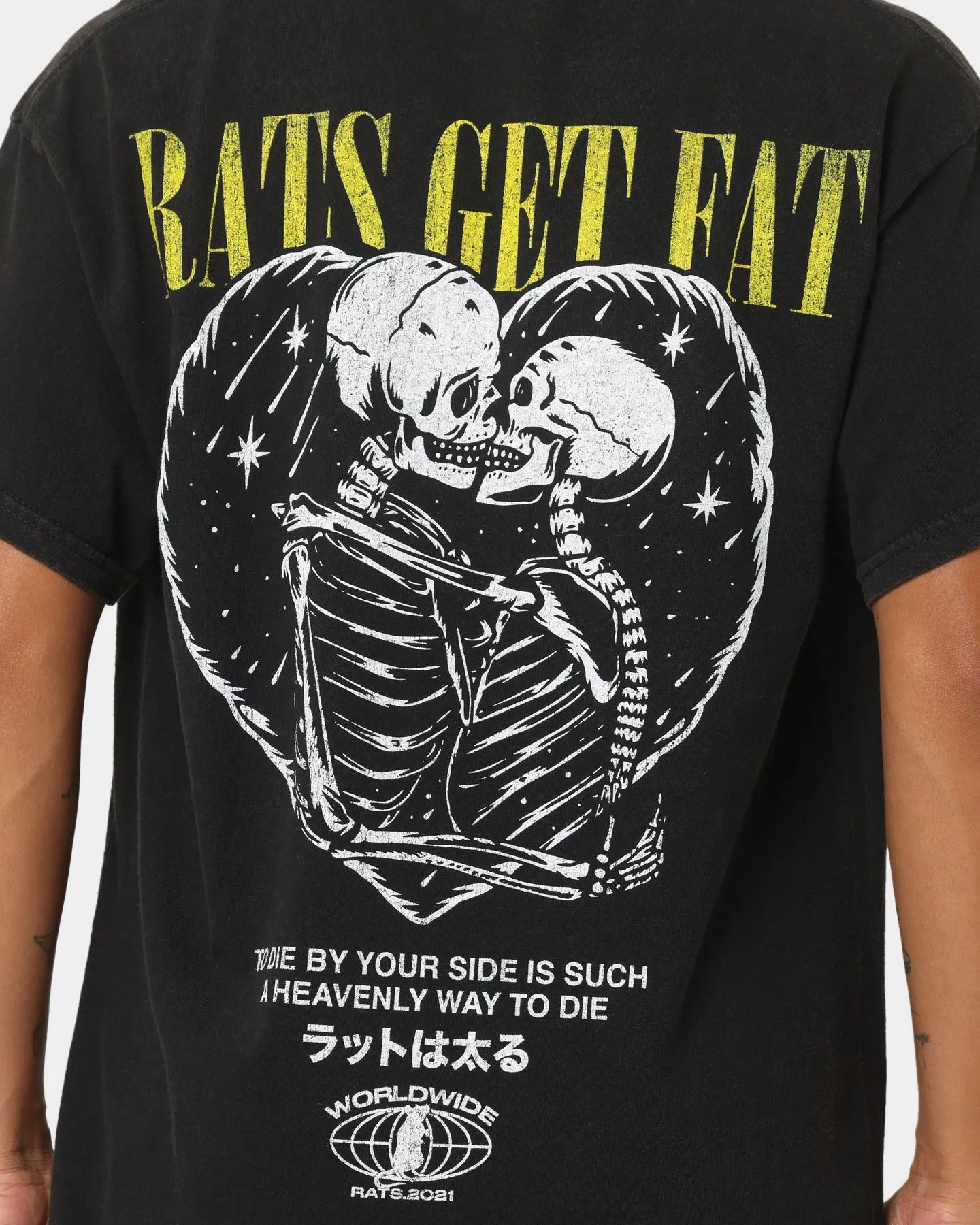 Rats Get Fat By Your Side Vintage T-Shirt Black Wash UVProtectionFinish BioBased Fibers