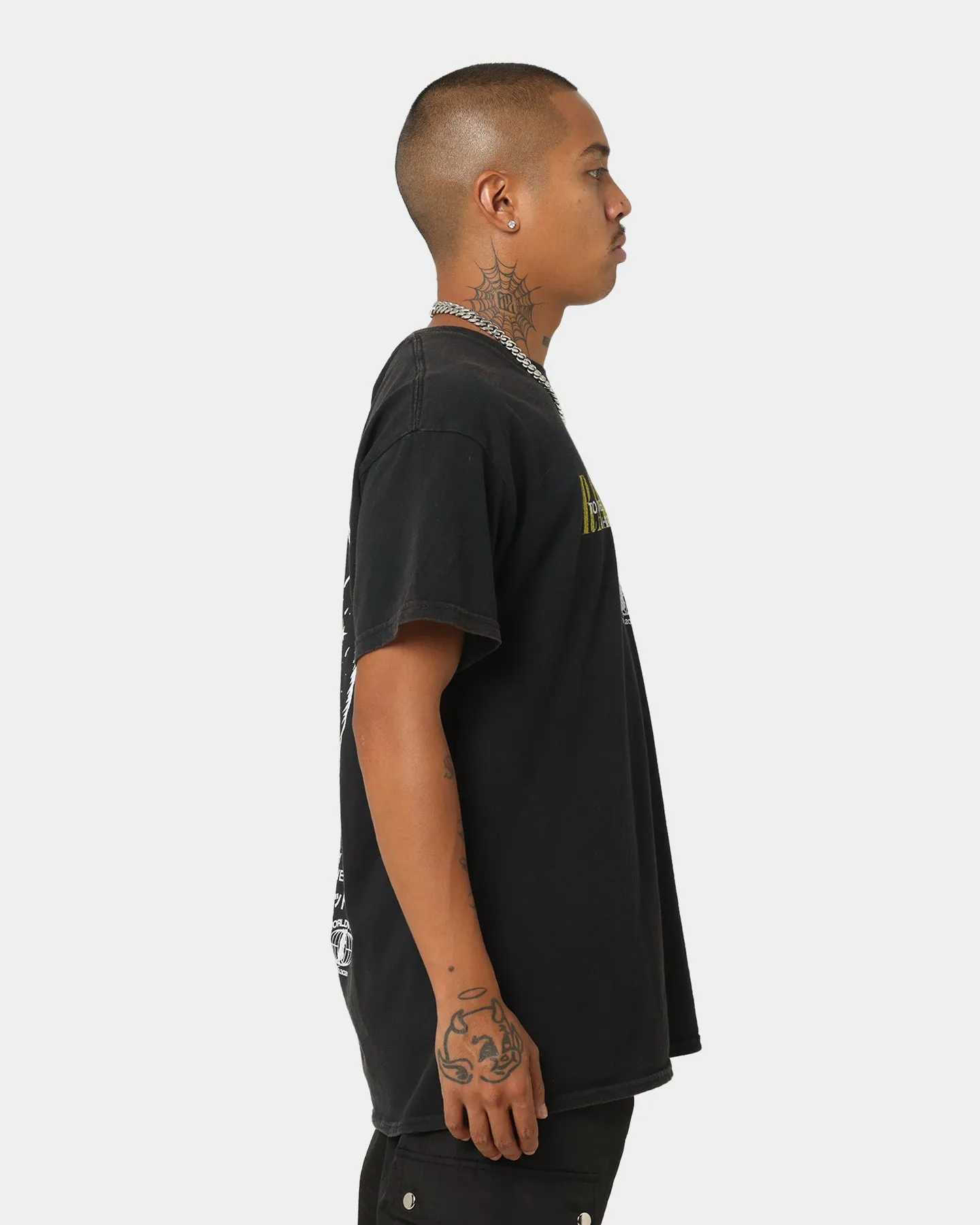 Fit for Any Season Double Stitched Seams Rats Get Fat By Your Side Vintage T-Shirt Black Wash