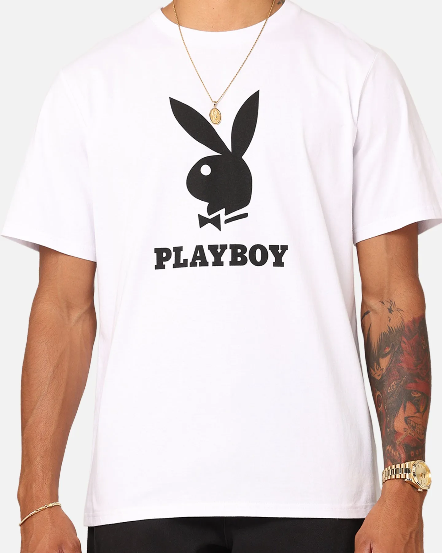 Seasonal Must-Have Casual Layers Playboy Playboy Lockup T-Shirt White