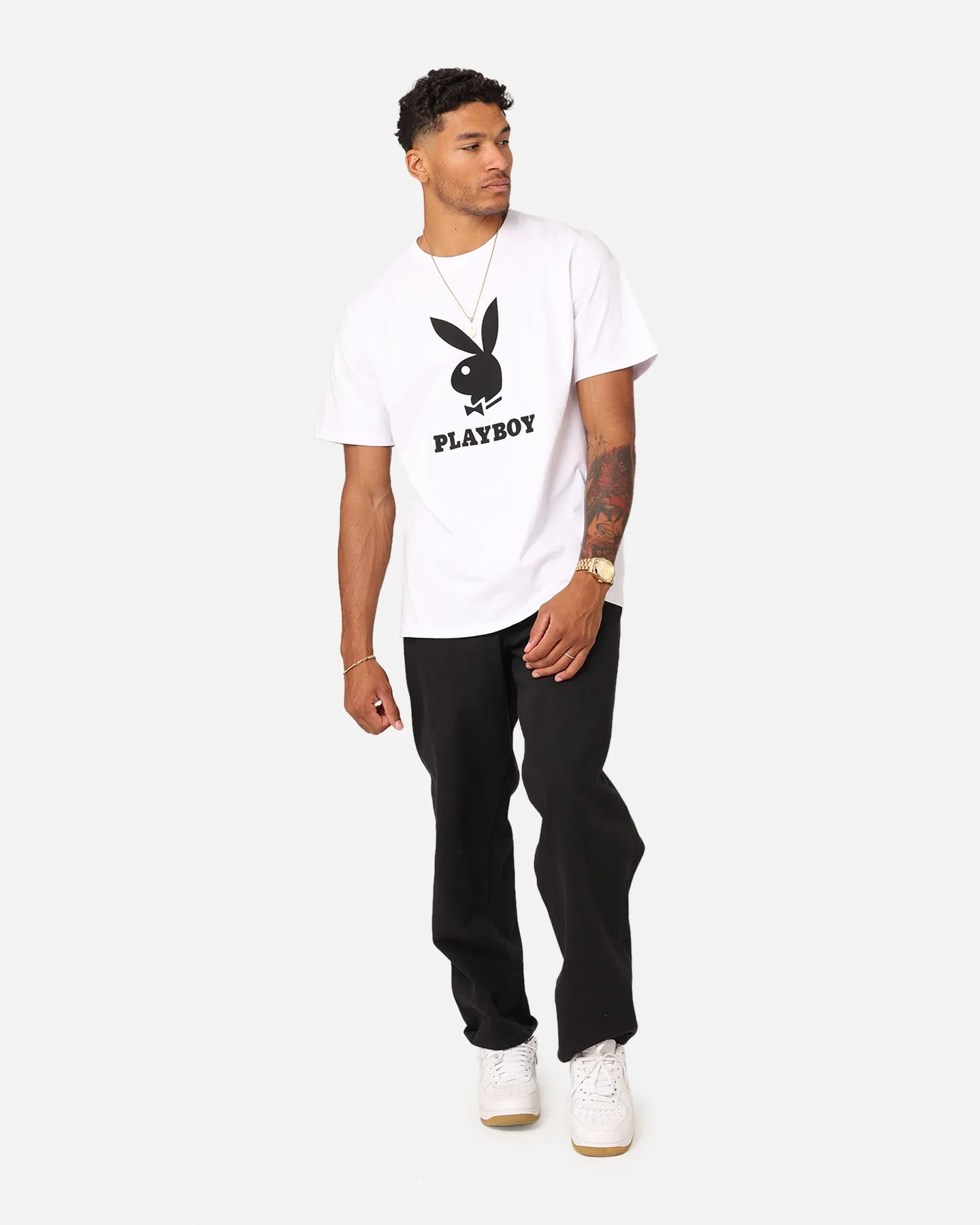 Playboy Playboy Lockup T-Shirt White Casual Comfort Wear Light and Breathable