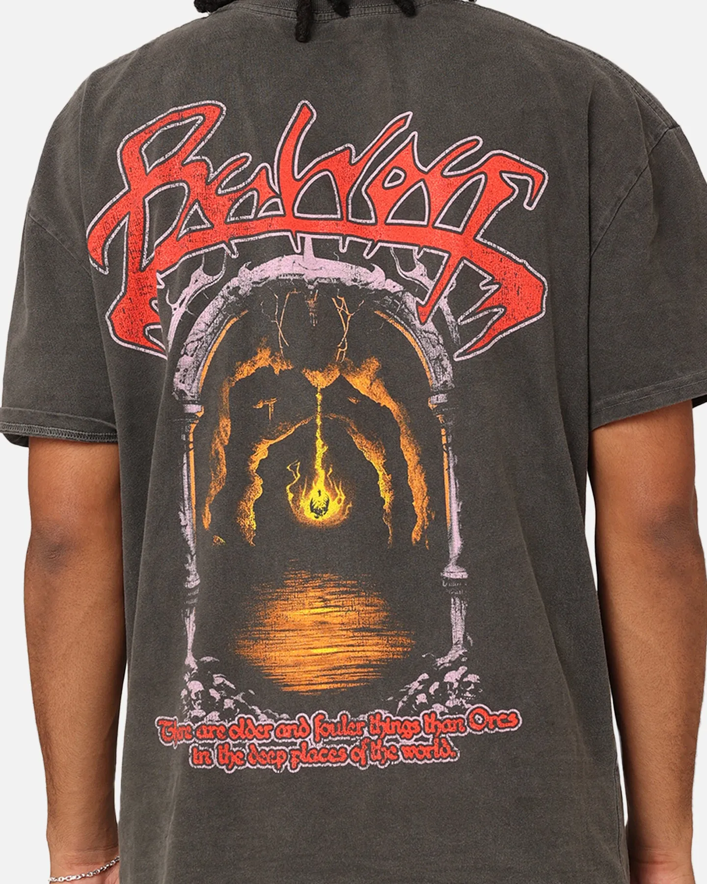 Picnic Teenager fashion American Thrift X Lord Of The Rings Balrog Heavyweight T-Shirt Black Wash