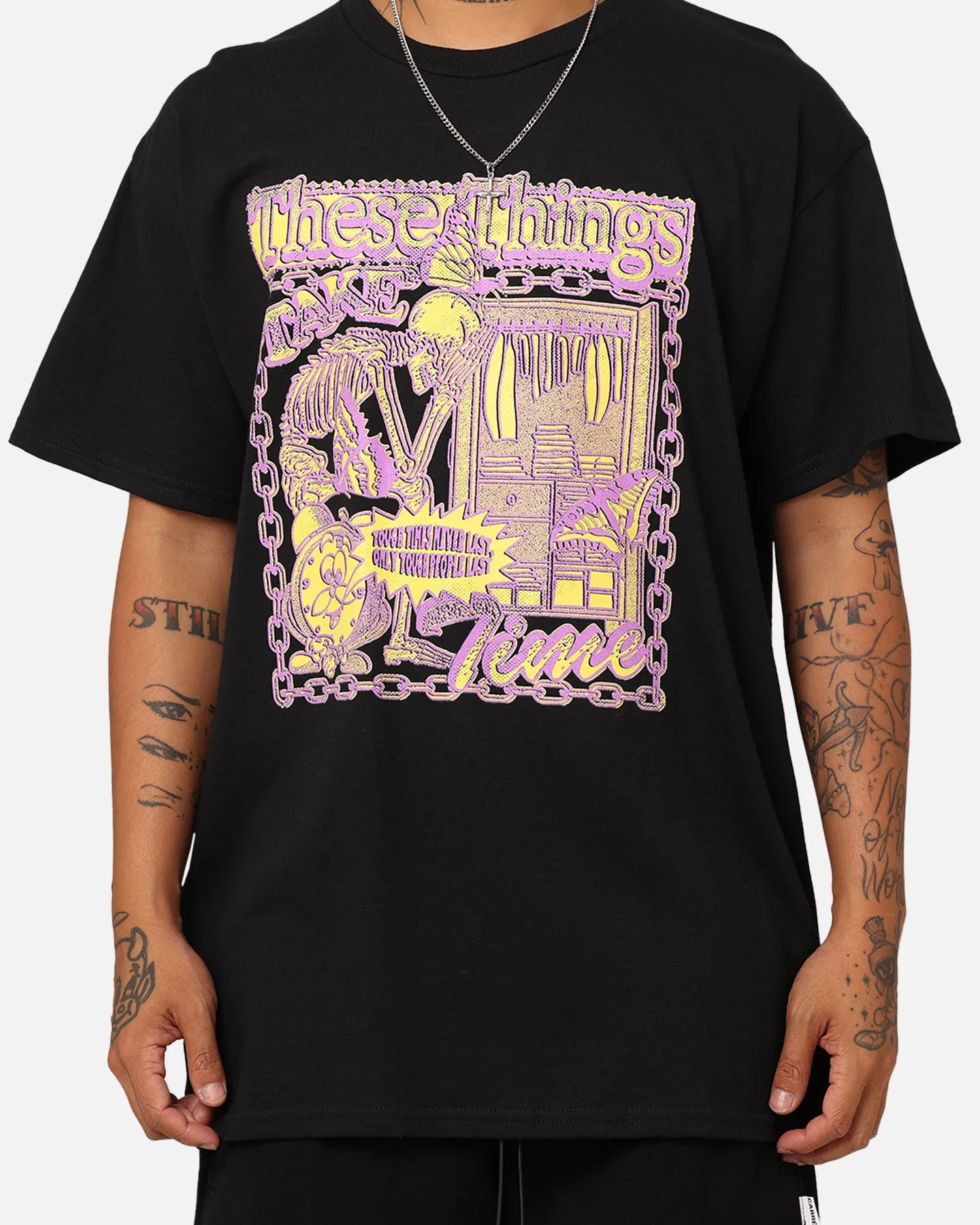 Relaxed Vibe Vintage Look Rats Get Fat Time T-Shirt Black