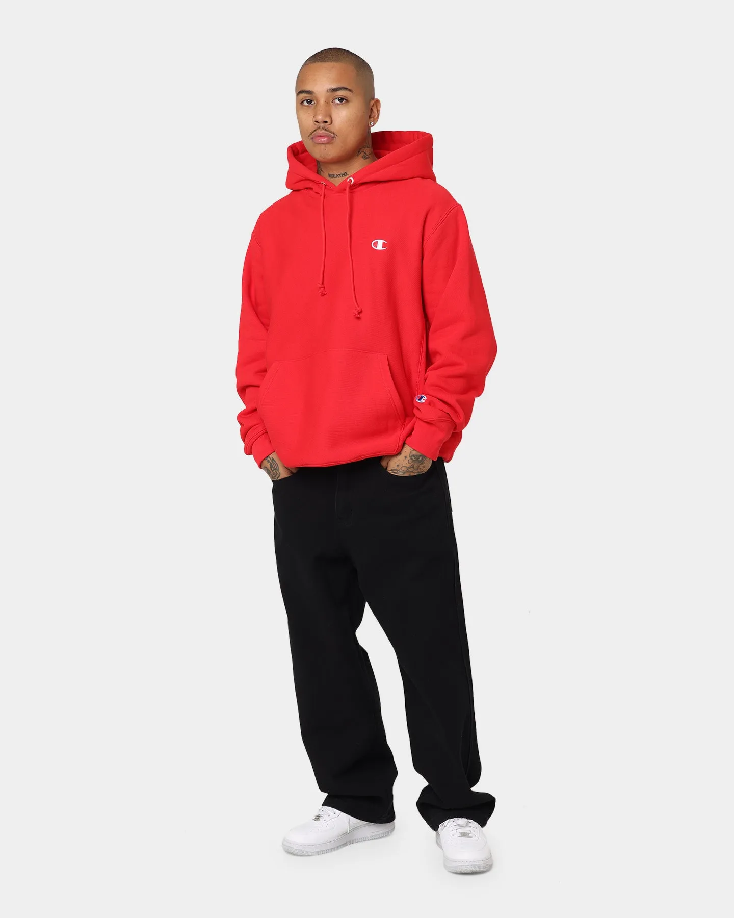 Champion Rev Weave Hoodie Red Designer Look Fashion Smart
