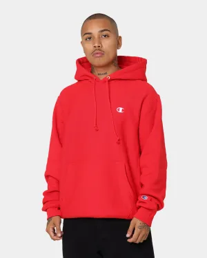 Champion Rev Weave Hoodie Red Durable Zipper