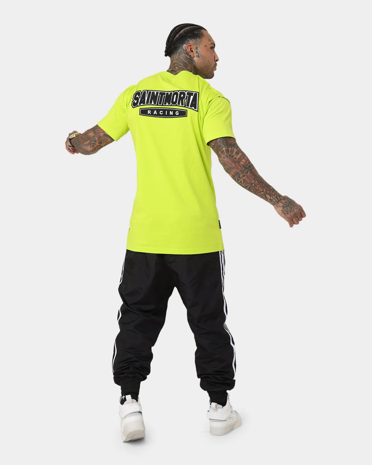 Saint Morta Pro Racing T-Shirt Neon Green Yarn Dyed Stripes family gathering