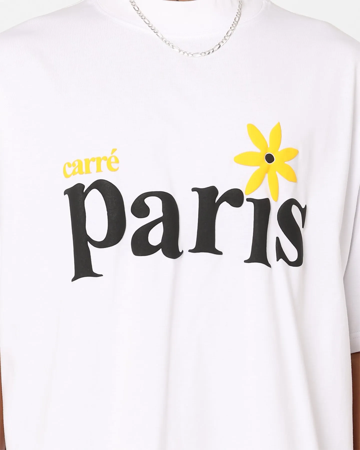 Carre Petal Oversized T-Shirt White Spandex Enhanced Elasticity