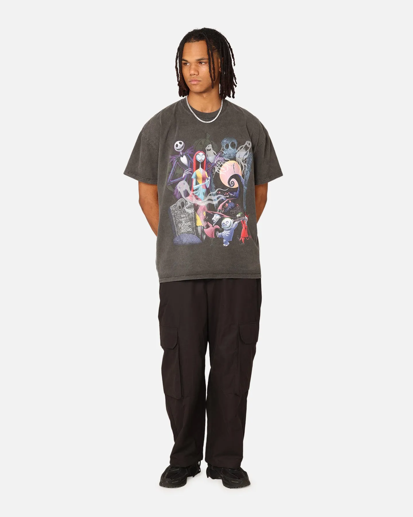 athletic style Multi Panel Structure Goat Crew X The Nightmare Before Christmas Group Heavyweight Vintage T-Shirt Black Wash