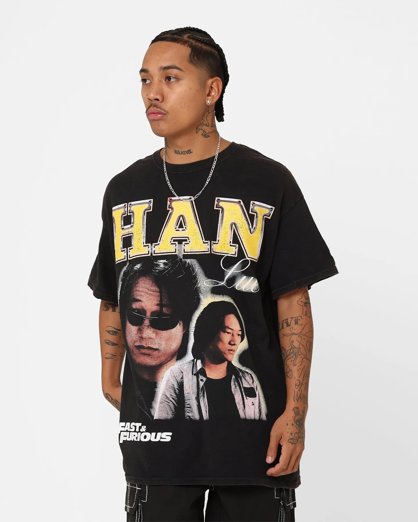 Goat Crew X Fast & Furious Han Lue Vintage T-Shirt Black Wash Layered Look Wear