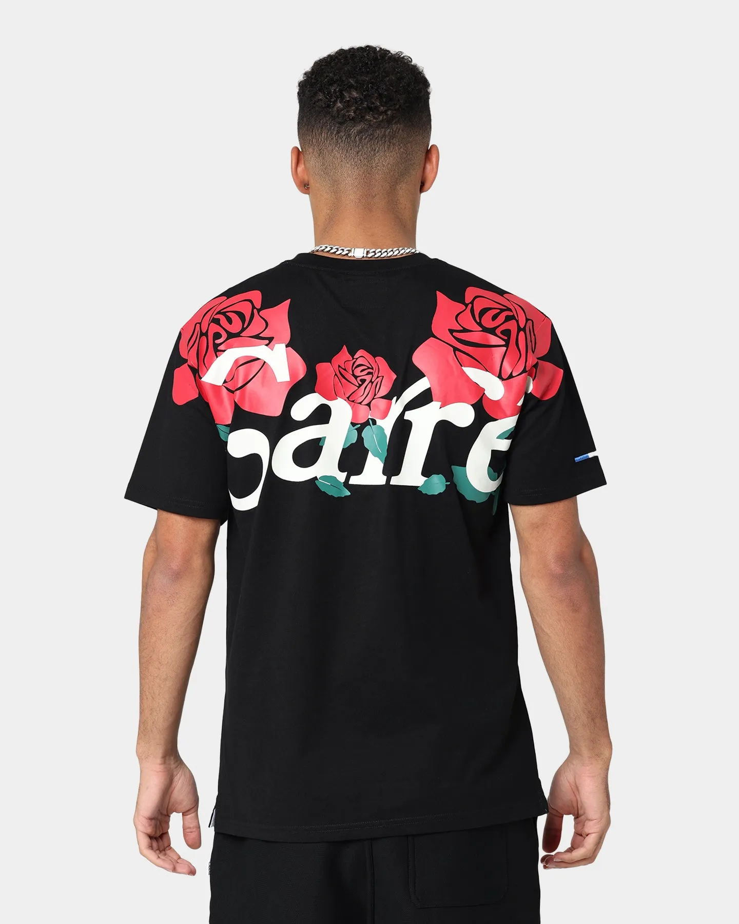 Unisex Carre Volle Rose Vintage T-Shirt Black