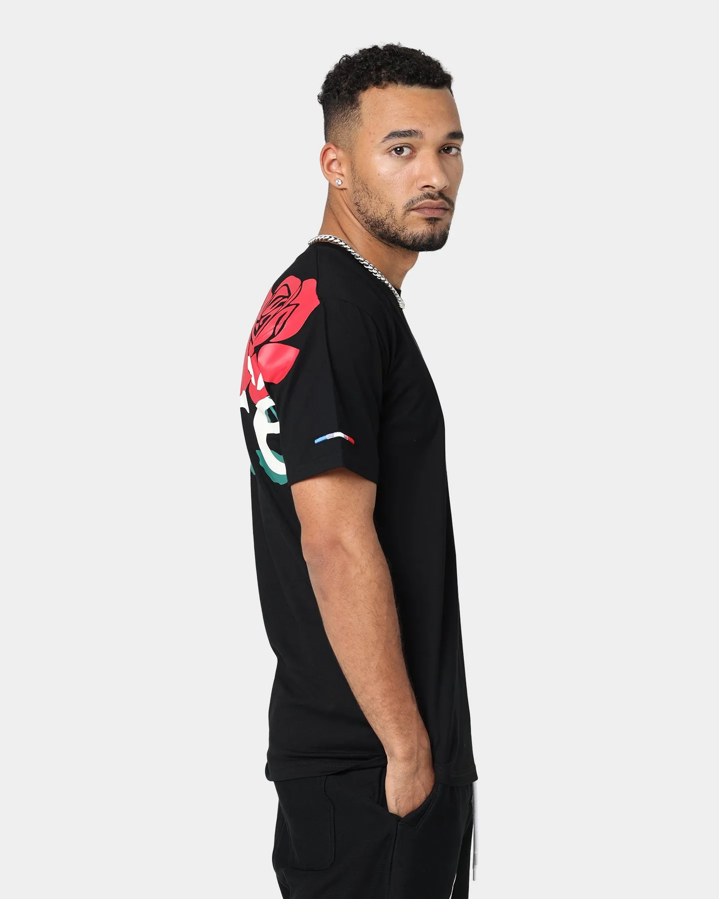 Carre Volle Rose Vintage T-Shirt Black Water Based Ink Print Active Wearable