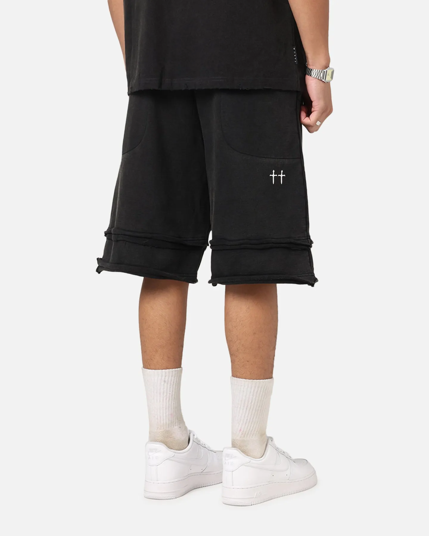 Saint Morta Gothic Layered Sweat Shorts Black Free Size Adjuster Stay Fresh