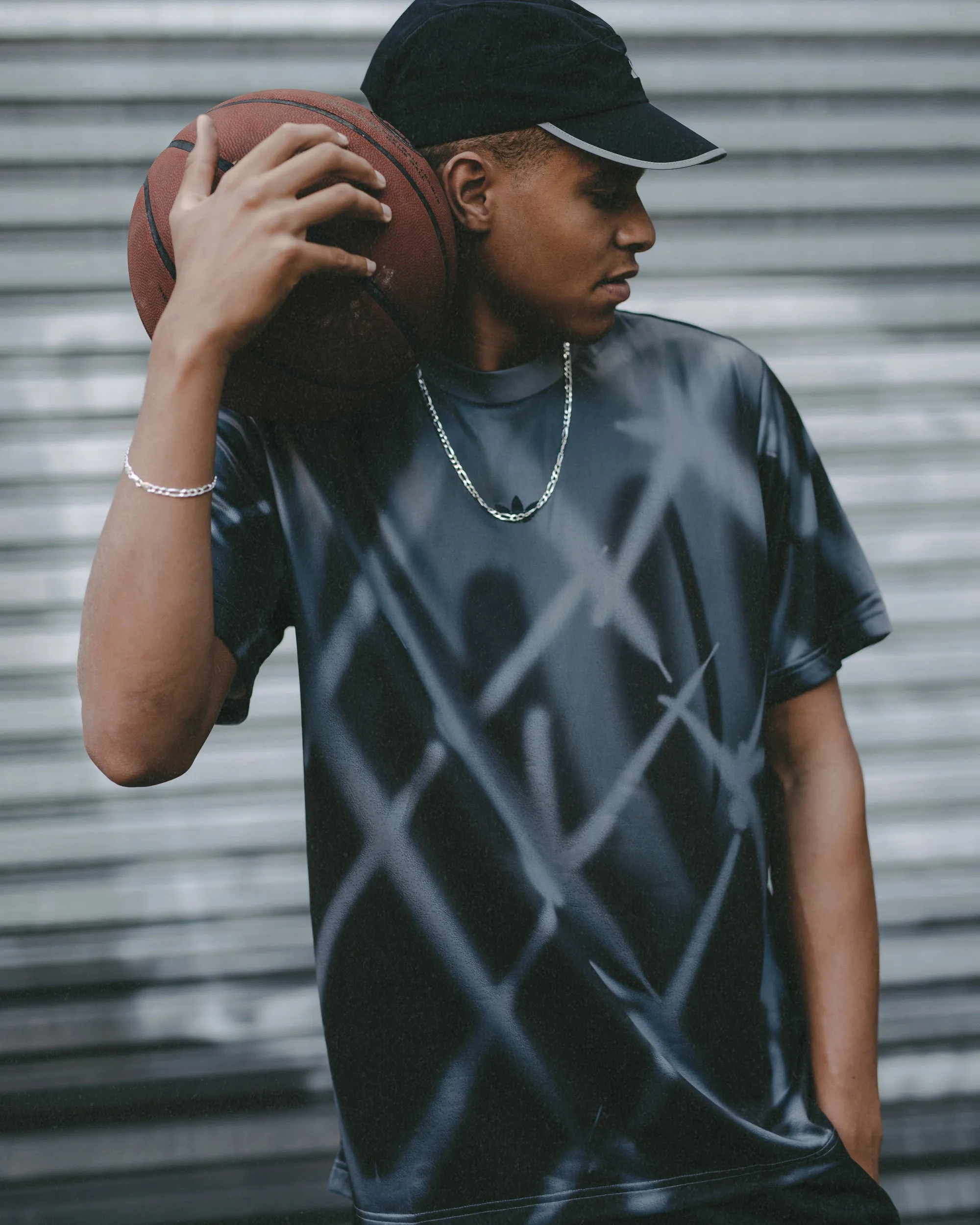 Adidas Streetball All Over Print T-Shirt Grey Comfy All-Day