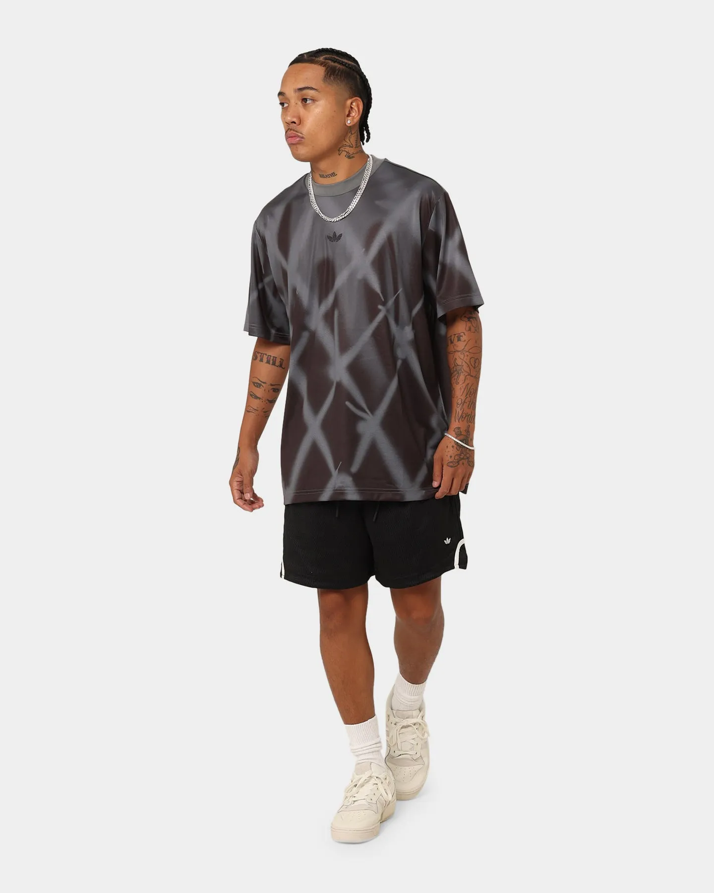 Light and Soft Low Impact Dye Adidas Streetball All Over Print T-Shirt Grey