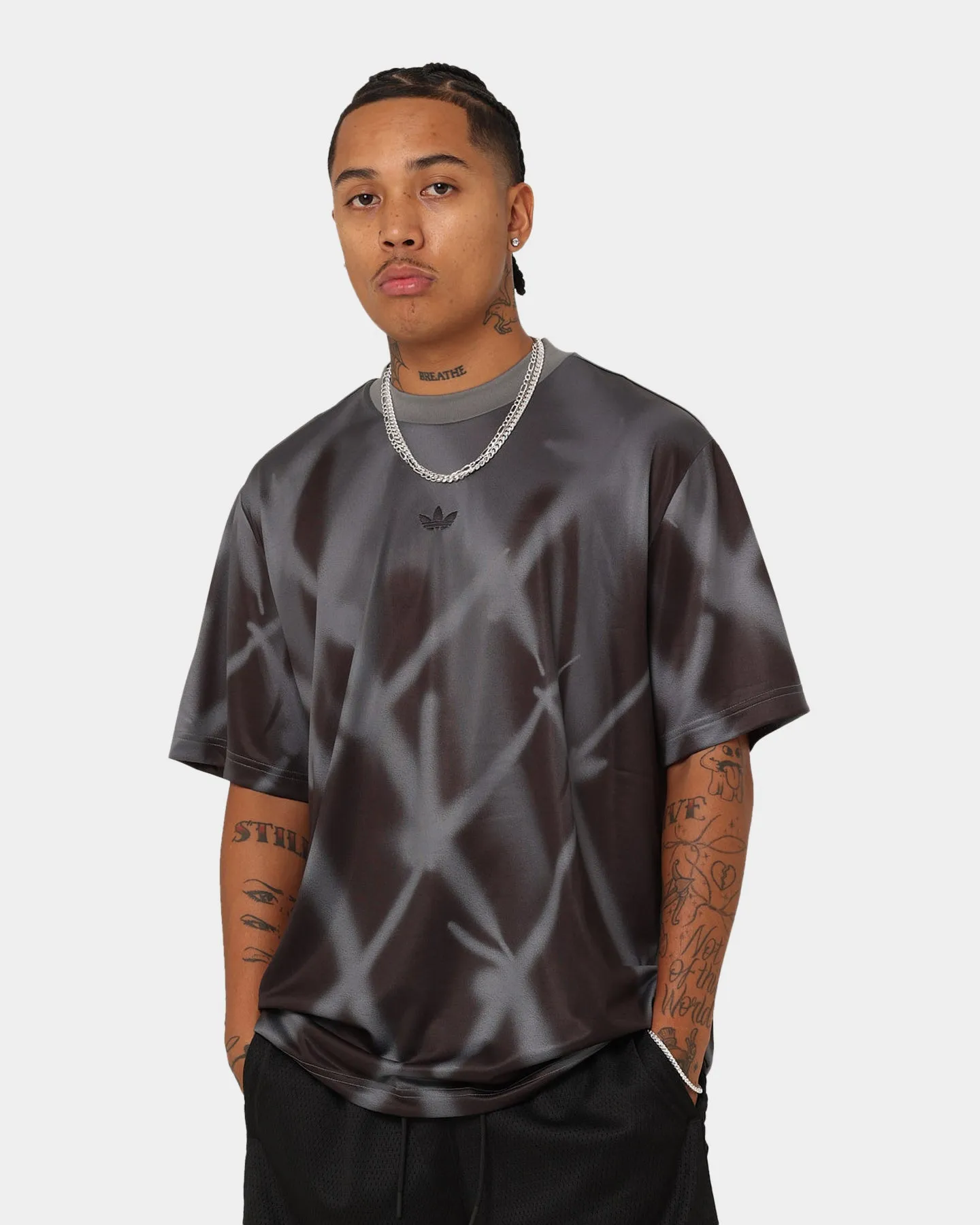 Adidas Streetball All Over Print T-Shirt Grey TexturedWeavePattern Classic Outfit