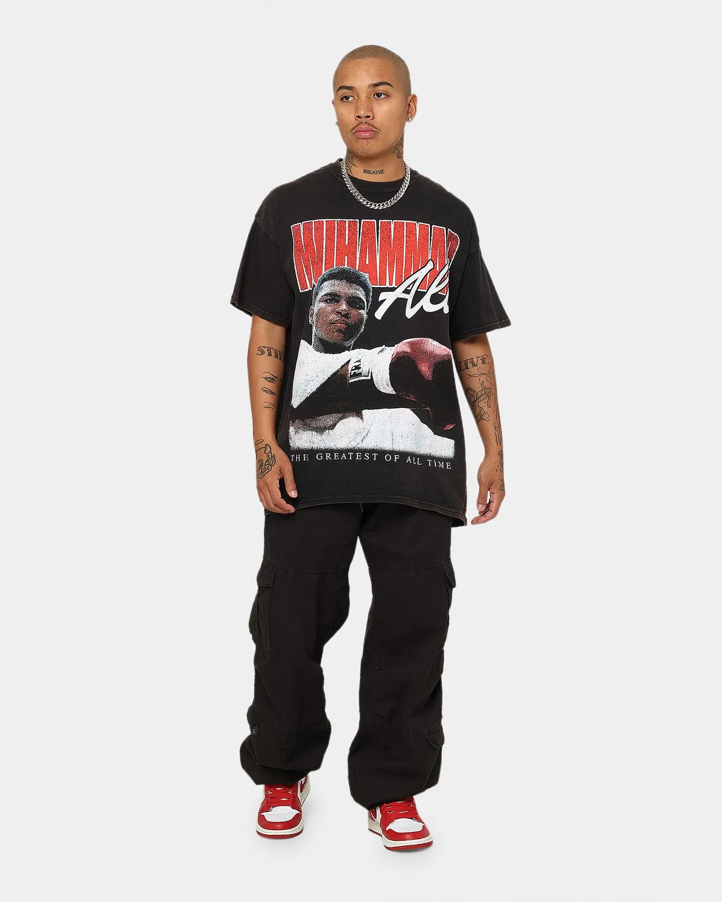 Layered Style Goat Crew X Muhammad Ali Ringer Vintage T-Shirt Black Wash