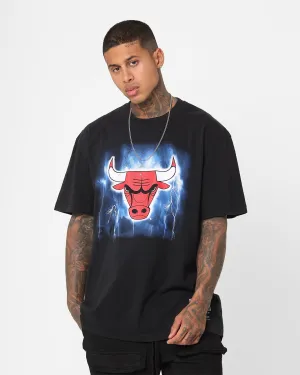 Mitchell & Ness Chicago Bulls Logo Lightning T-Shirt Black Anti Pilling Fabric