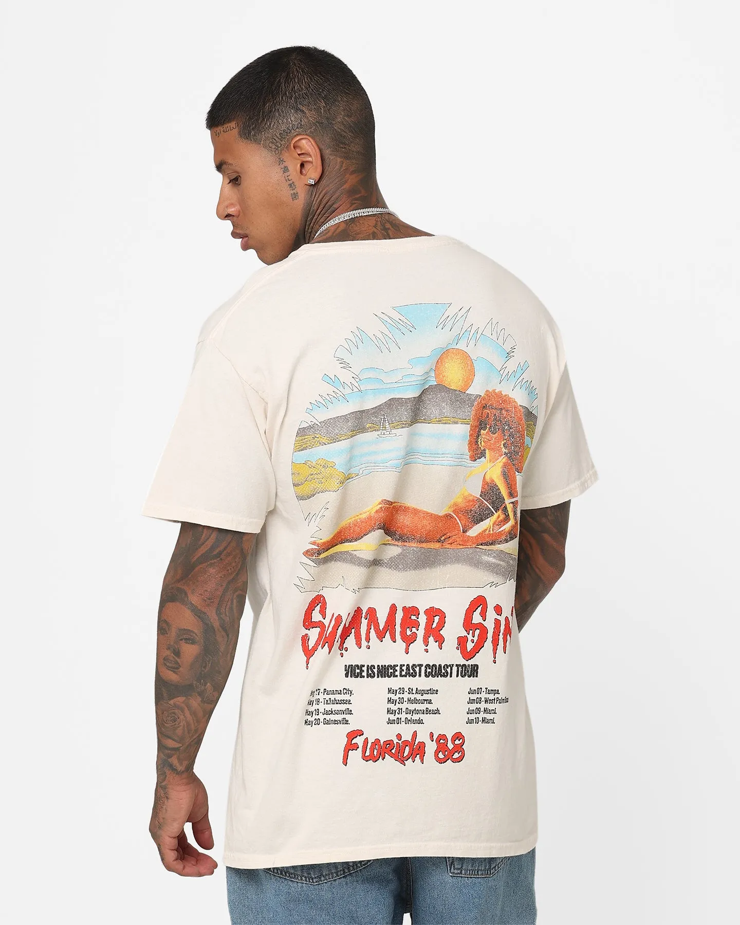 BreathableMeshLining American Thrift Summer Sins Vintage T-Shirt Off White