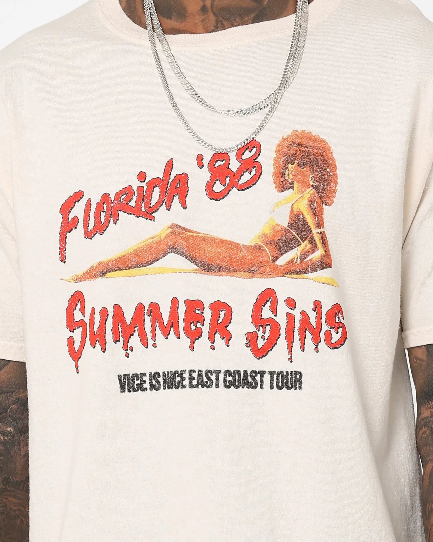 American Thrift Summer Sins Vintage T-Shirt Off White Everyday Comfort Style