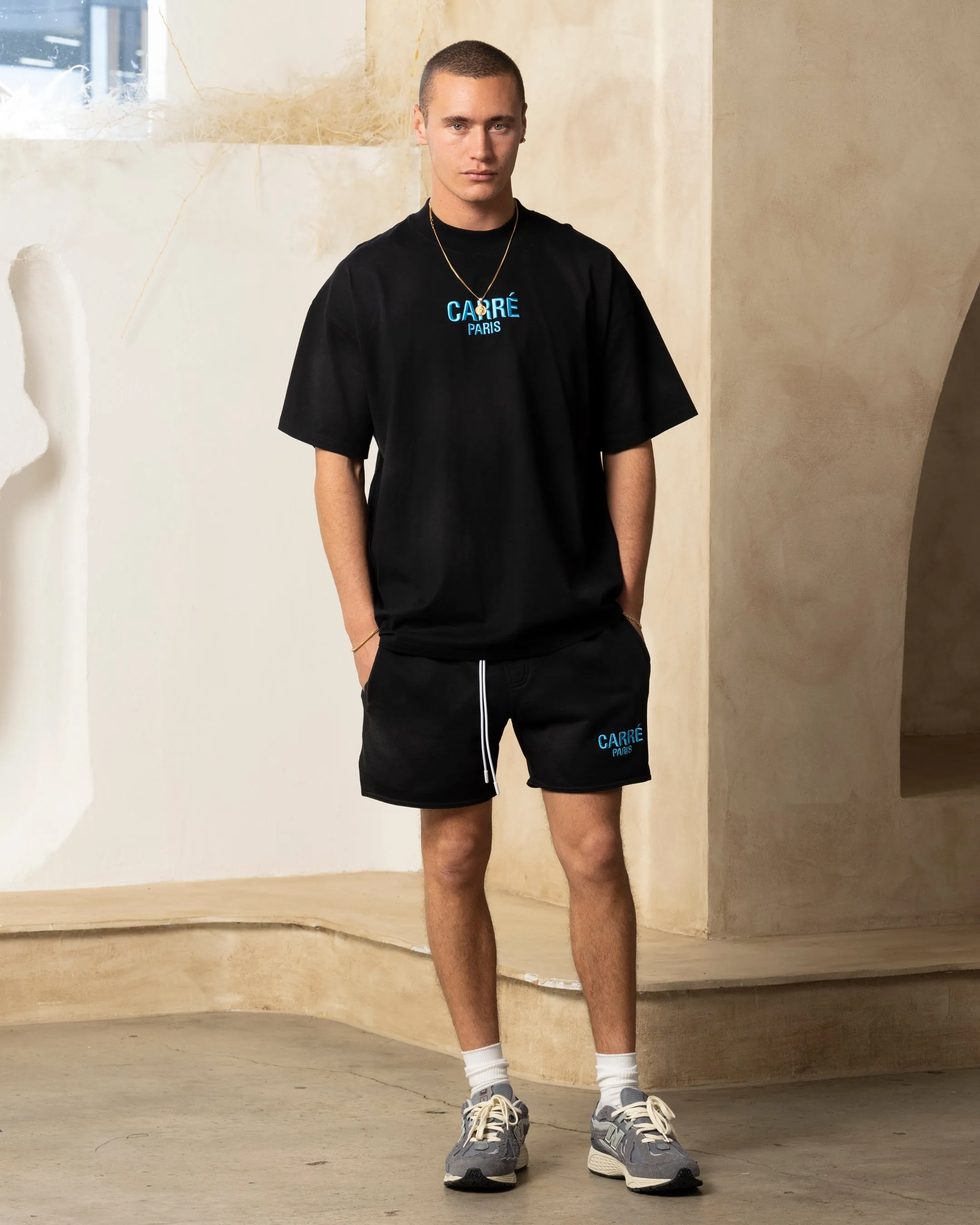 Eco Certified Fiber Outdoor Activity Carre Vapor Oversized T-Shirt Washed Black