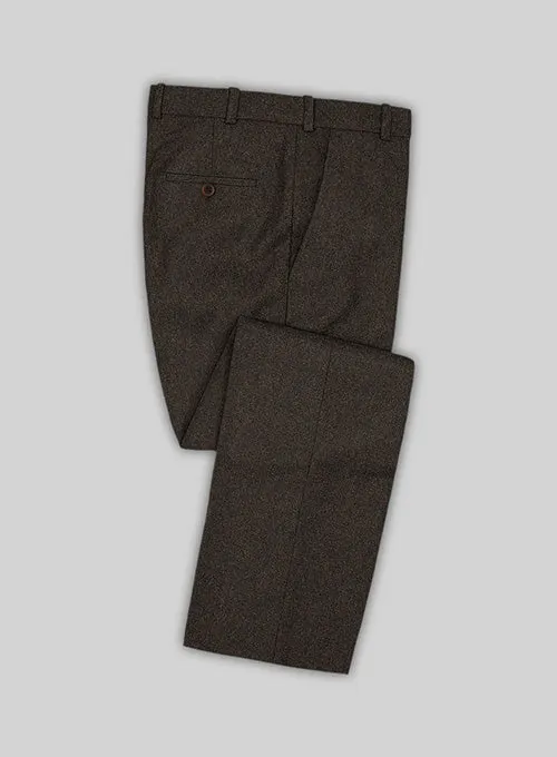 Light Weight Dark Brown Tweed Pants Sharp Fit Wear Business Layers