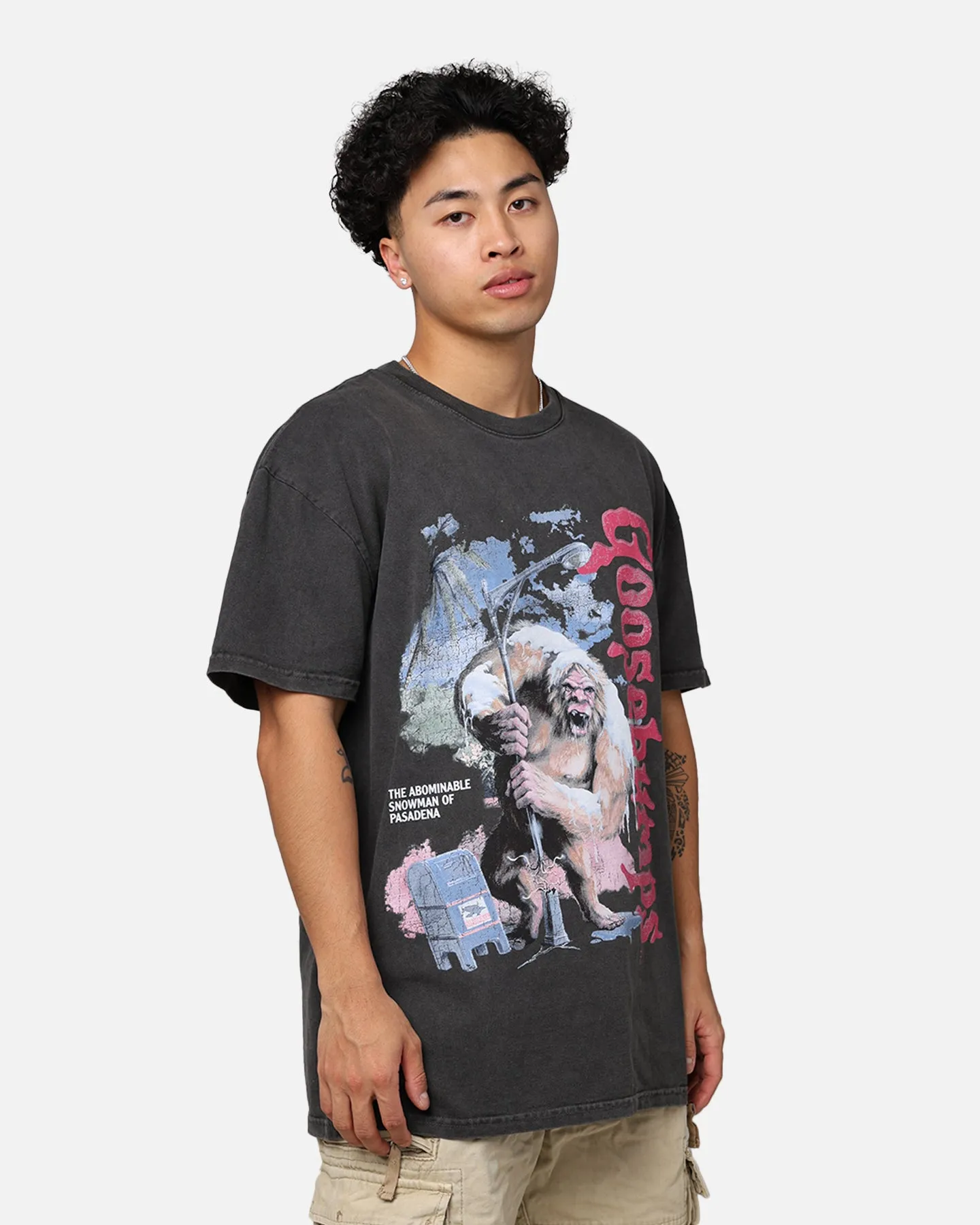 MultipurposeCuffs Street Ready American Thrift X Goosebumps Abominable Snowman Heavyweight T-Shirt Black Wash