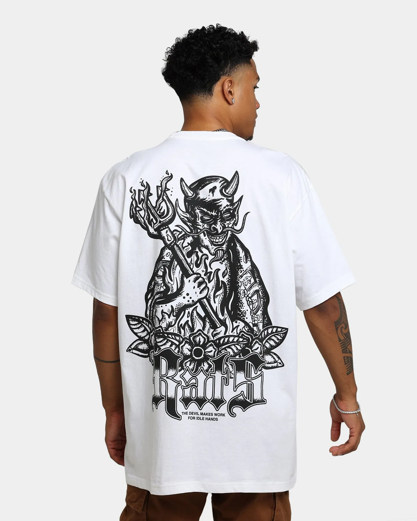 Stretch Fabric Technology Practical Design Rats Get Fat Idle Hands T-Shirt White