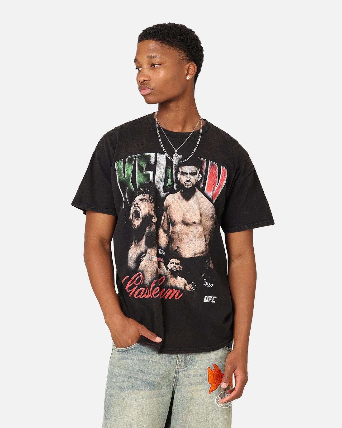 Reinforced Shoulder UFC By Goat Crew Kelvin Gastelum Vintage T-Shirt Black Wash