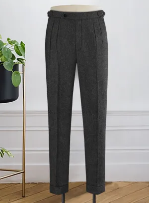 modern office wear Tailored Business Wear Naples Charcoal Highland Tweed Trousers