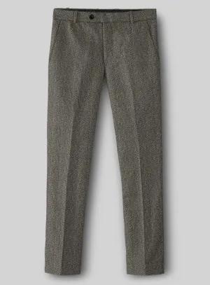 Highlander Stone Beige Herringbone Tweed Pants Polished Finish
