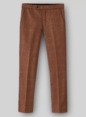 Advanced Thread Tensioning Work Wear Italian Chestnut Red Houndstooth Tweed Pants