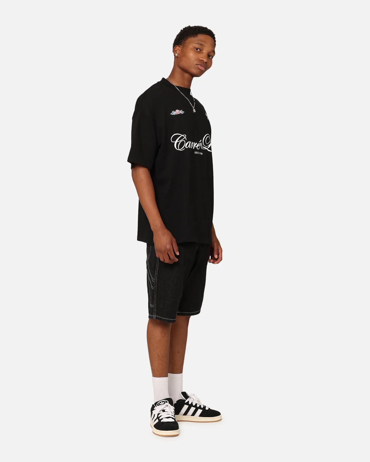 V neck elegance Relaxed Comfort Fit Carre Established T-Shirt Black