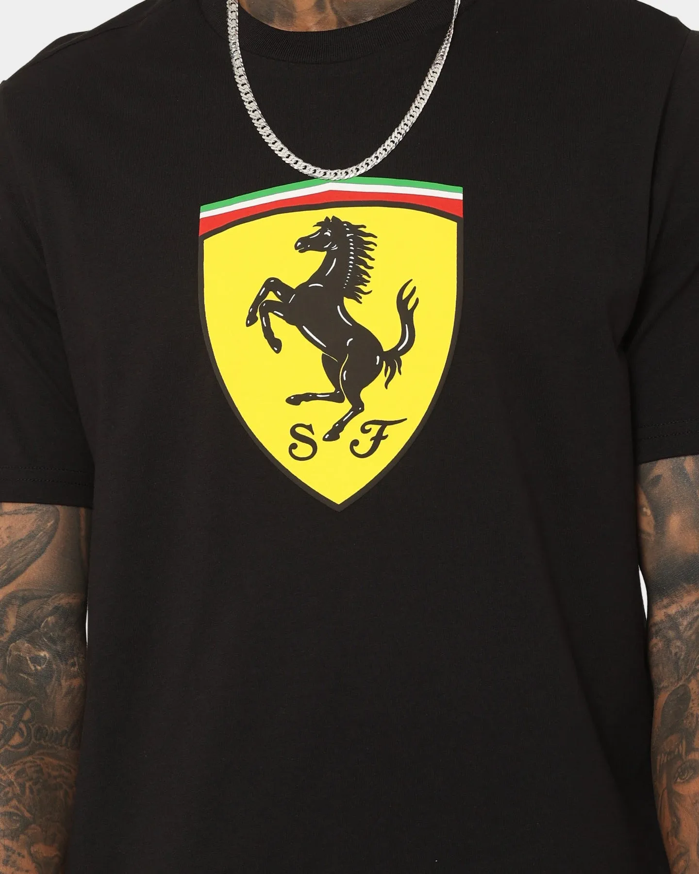 Puma X Ferrari Motorsports Race Big Shield T-Shirt Puma Black Chic Comfort Style Casual Essentials