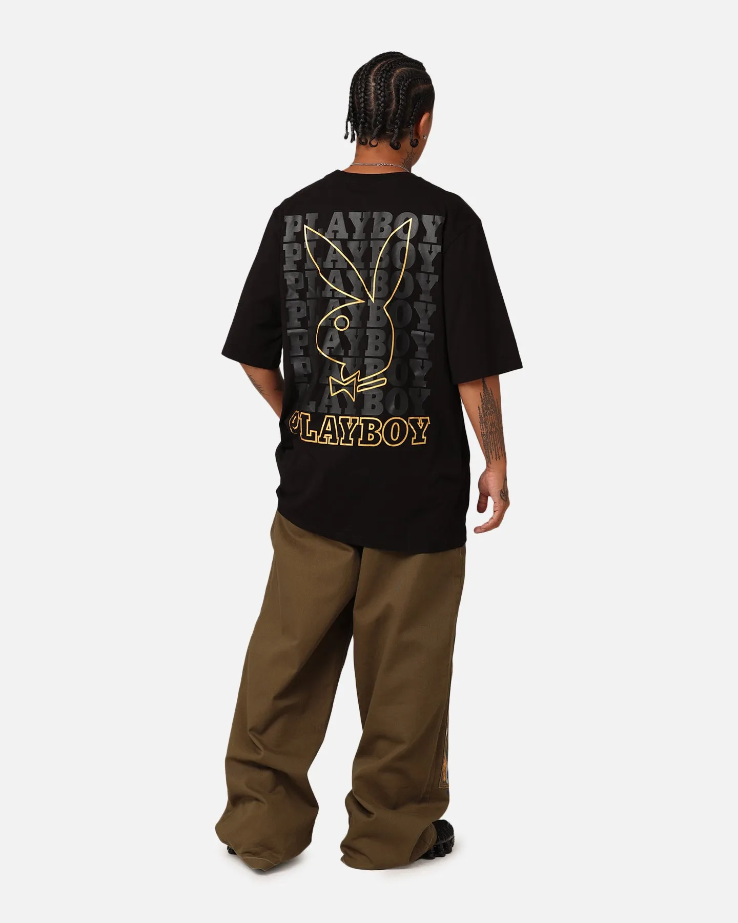 Smooth Seam Technology Playboy Linear Classic Bunny Stack T-Shirt Black