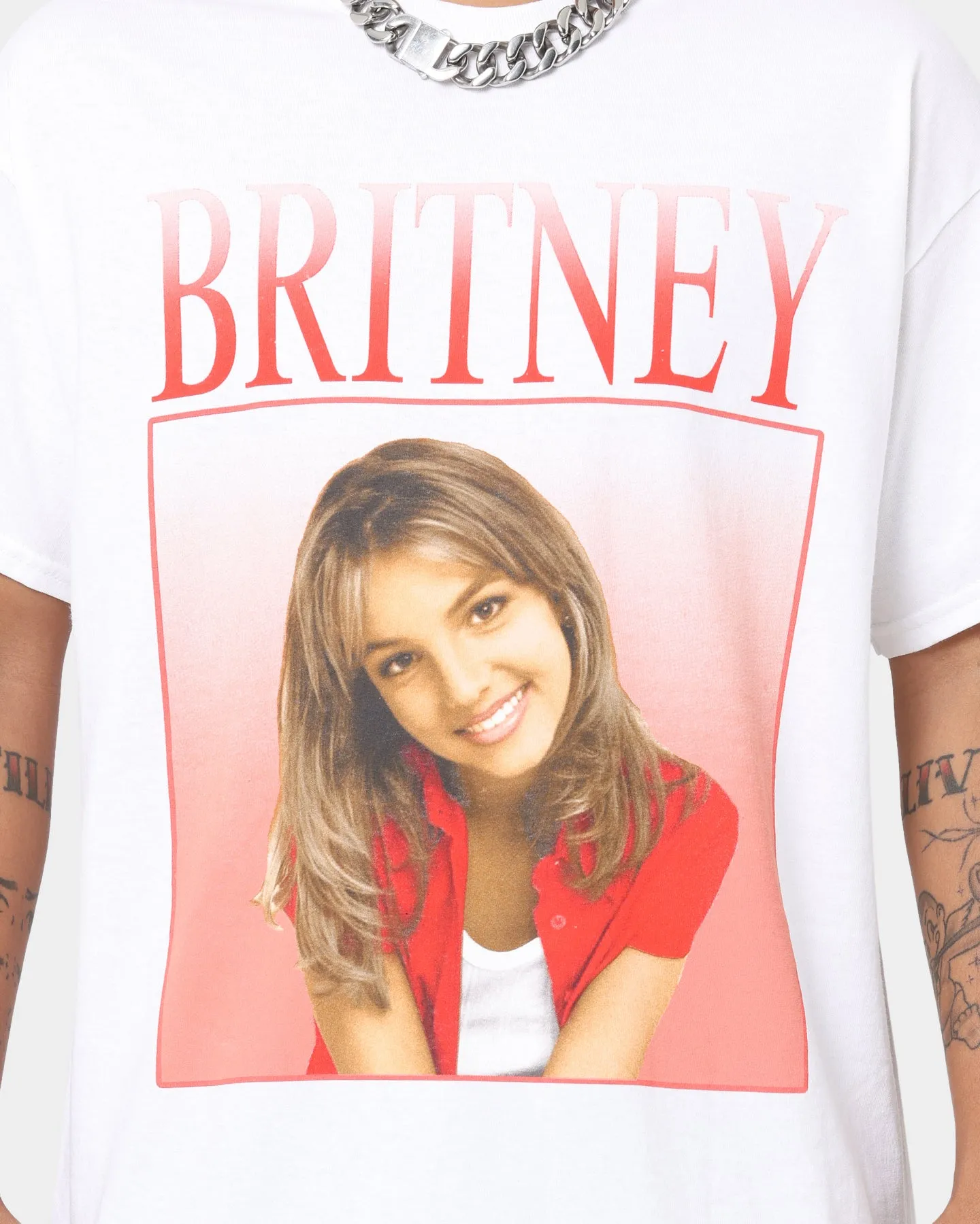 NoSideSeam Soft & Smooth Britney Spears Britney Homage T-Shirt White